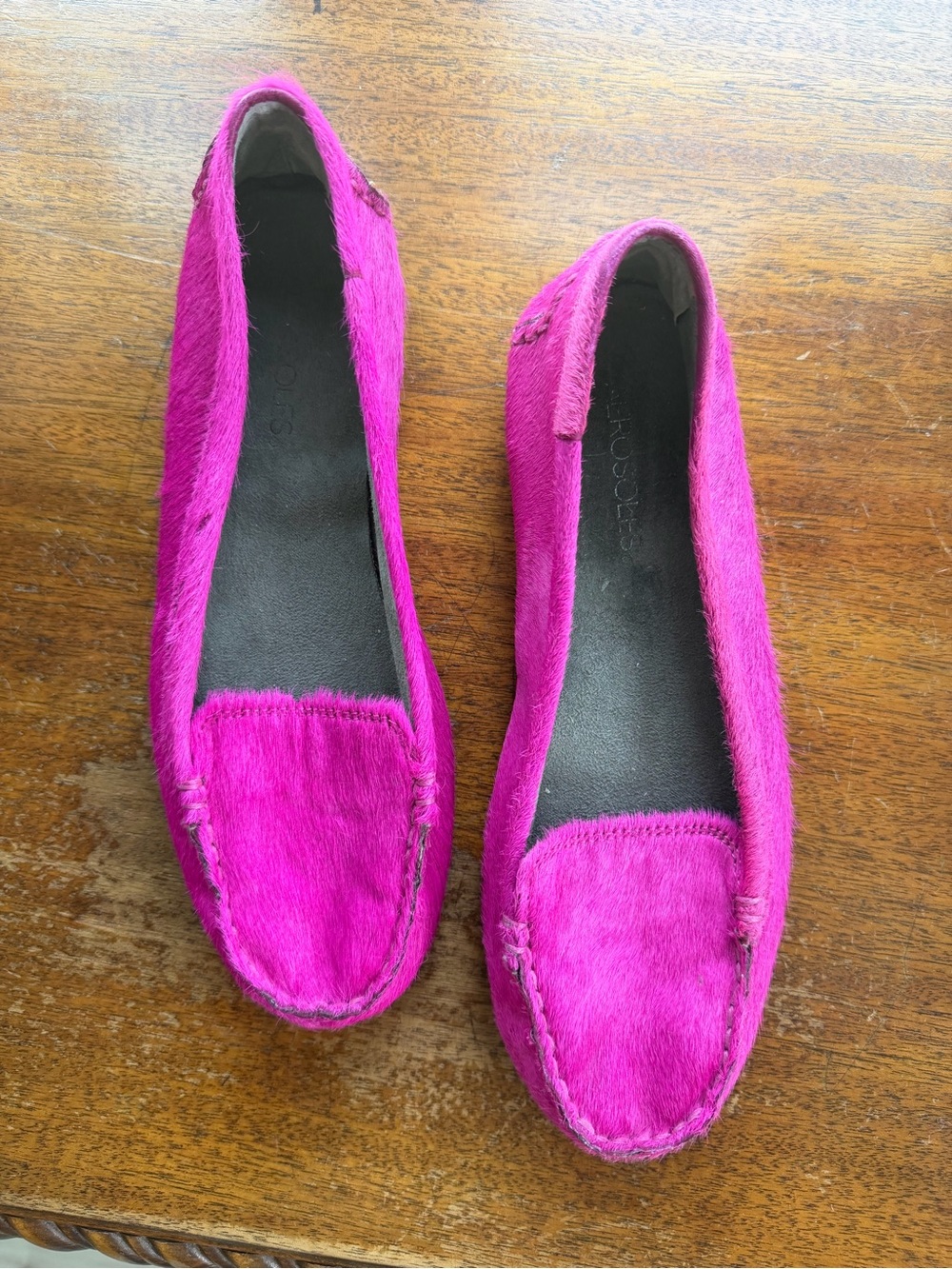 AEROSOLES Fuchsia Pony-Hair Slip-On Loafers